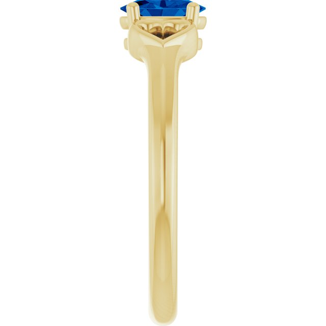 14K Yellow Lab-Grown Blue Sapphire Youth Heart Ring