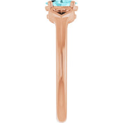 14K Rose Natural Blue Zircon Youth Heart Ring