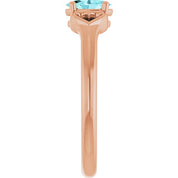 14K Rose Natural Blue Zircon Youth Heart Ring