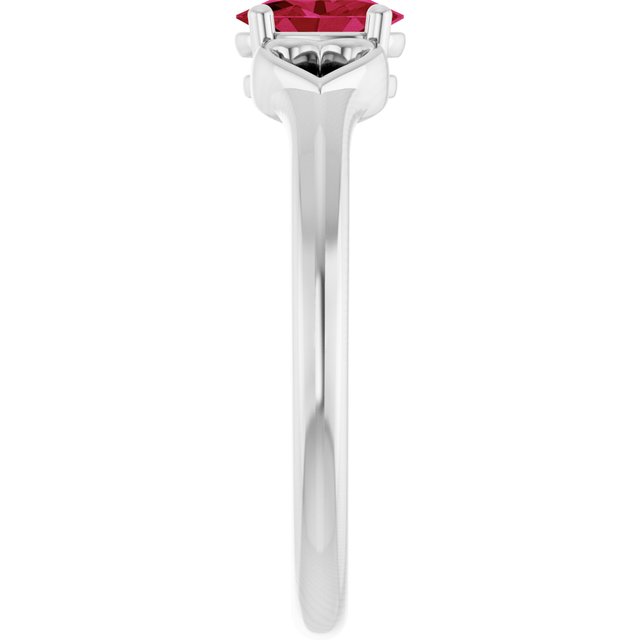 14K White Natural Ruby Youth Heart Ring