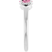 Sterling Silver Natural Pink Tourmaline Youth Heart Ring