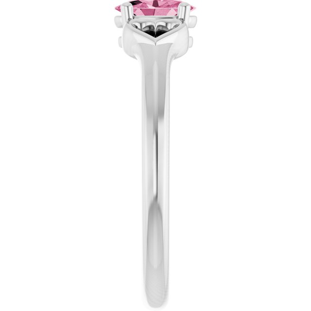 Sterling Silver Natural Pink Tourmaline Youth Heart Ring