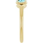 14K Yellow Natural Blue Zircon Youth Heart Ring