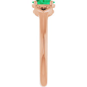 14K Rose Natural Emerald Youth Heart Ring