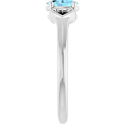 Sterling Silver Natural Aquamarine Youth Heart Ring