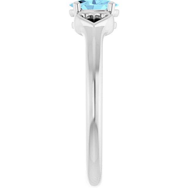 Platinum Natural Aquamarine Youth Heart Ring