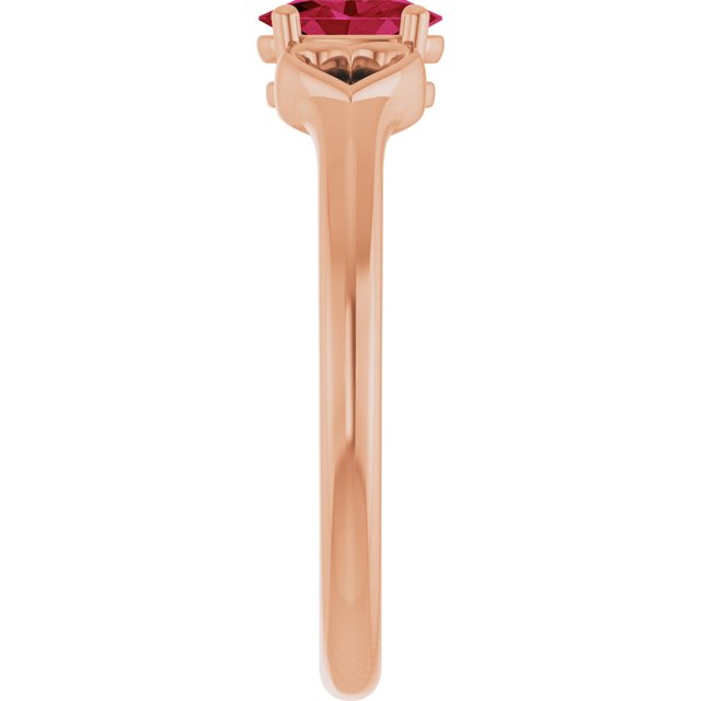 14K Rose Natural Ruby Youth Heart Ring