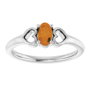 Sterling Silver Natural Citrine Youth Heart Ring