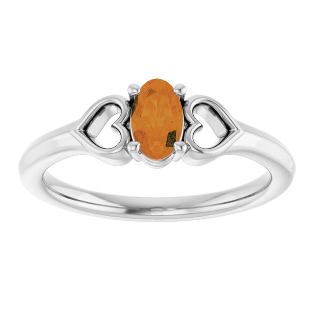 Sterling Silver Natural Citrine Youth Heart Ring