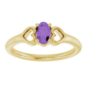 14K Yellow Natural Amethyst Youth Heart Ring