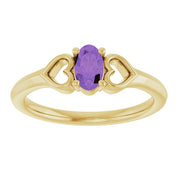 14K Yellow Natural Amethyst Youth Heart Ring