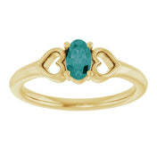 14K Yellow Lab-Grown Alexandrite Youth Heart Ring