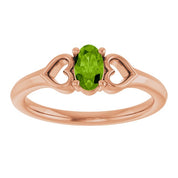14K Rose Natural Peridot Youth Heart Ring