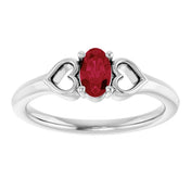 Platinum Natural Ruby Youth Heart Ring