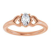 14K Rose Natural White Sapphire Youth Heart Ring