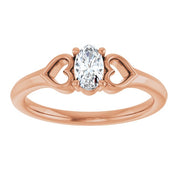 14K Rose Natural White Sapphire Youth Heart Ring