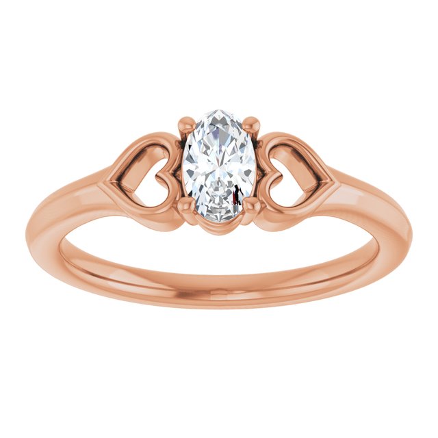 14K Rose Natural White Sapphire Youth Heart Ring