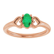 14K Rose Natural Emerald Youth Heart Ring