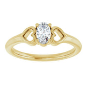 14K Yellow Natural White Sapphire Youth Heart Ring