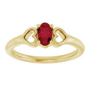 14K Yellow Lab-Grown Ruby Youth Heart Ring