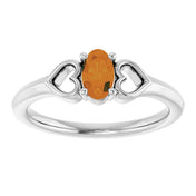 Platinum Natural Citrine Youth Heart Ring