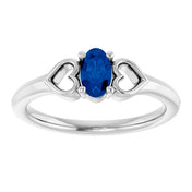 Platinum Lab-Grown Blue Sapphire Youth Heart Ring