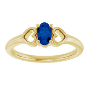 14K Yellow Natural Blue Sapphire Youth Heart Ring