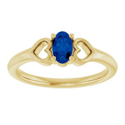14K Yellow Natural Blue Sapphire Youth Heart Ring