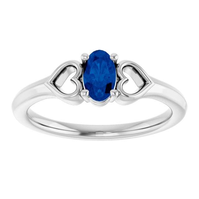 Sterling Silver Natural Blue Sapphire Youth Heart Ring