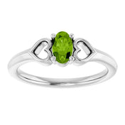 Platinum Natural Peridot Youth Heart Ring