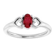 14K White Natural Ruby Youth Heart Ring