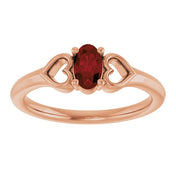 14K Rose Natural Mozambique Garnet Youth Heart Ring