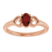 14K Rose Natural Mozambique Garnet Youth Heart Ring
