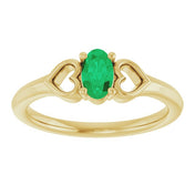 14K Yellow Lab-Grown Emerald Youth Heart Ring