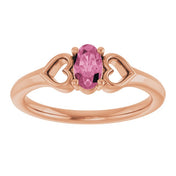 14K Rose Natural Pink Tourmaline Youth Heart Ring