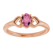 14K Rose Natural Pink Tourmaline Youth Heart Ring
