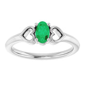 Platinum Natural Emerald Youth Heart Ring