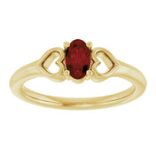14K Yellow Natural Mozambique Garnet Youth Heart Ring