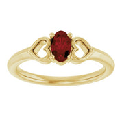 14K Yellow Natural Mozambique Garnet Youth Heart Ring