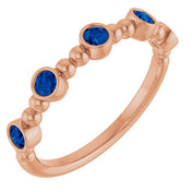 14K Rose Natural Blue Sapphire Stackable Ring