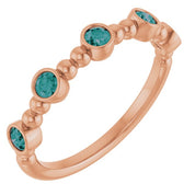 14K Rose Lab-Grown Alexandrite Stackable Ring
