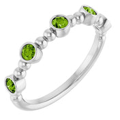 14K White Natural Peridot Stackable Ring