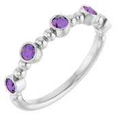 Platinum Natural Amethyst Stackable Ring