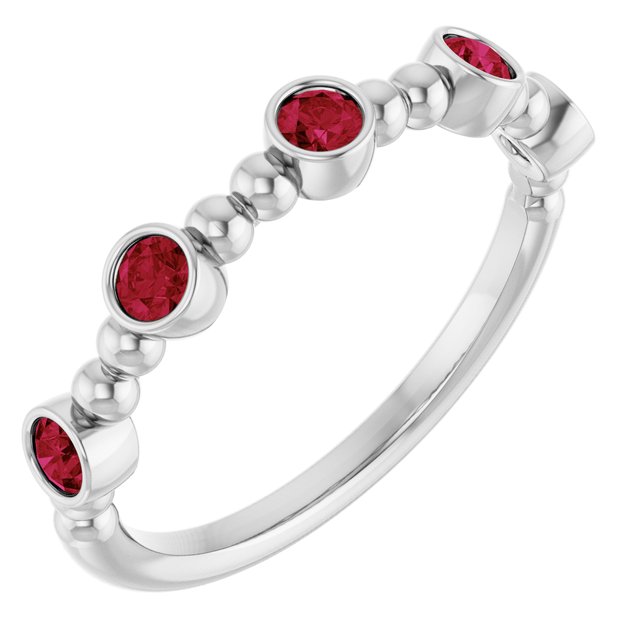 Sterling Silver Natural Ruby Stackable Ring