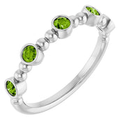 Sterling Silver Natural Peridot Stackable Ring