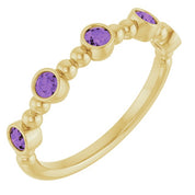 14K Yellow Natural Amethyst Stackable Ring