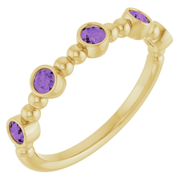 14K Yellow Natural Amethyst Stackable Ring