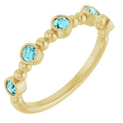14K Yellow Natural Blue Zircon Stackable Ring