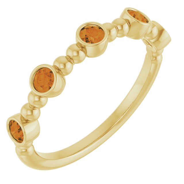 14K Yellow Natural Citrine Stackable Ring