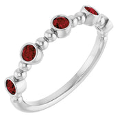 Sterling Silver Natural Mozambique Garnet Stackable Ring